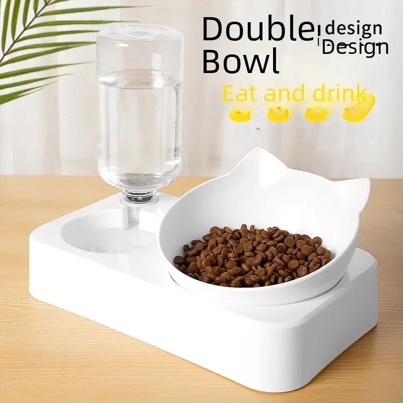 Double Pet Bowl – Automatic Water, Spill-Proof